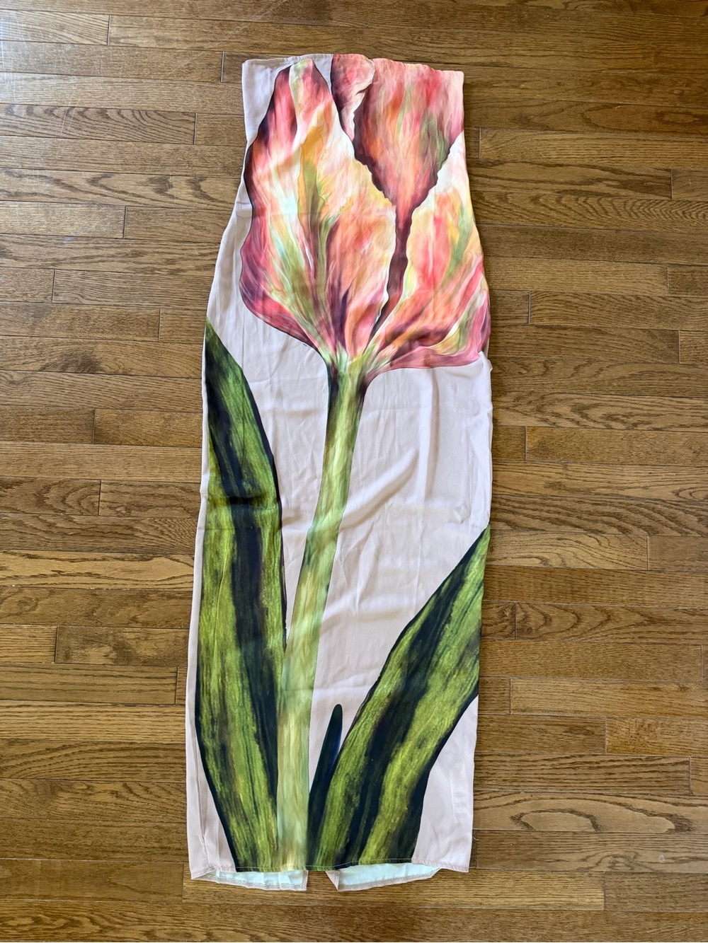 PrettyLittleThing Stone Floral Print Bandeau Maxi Dress size 6